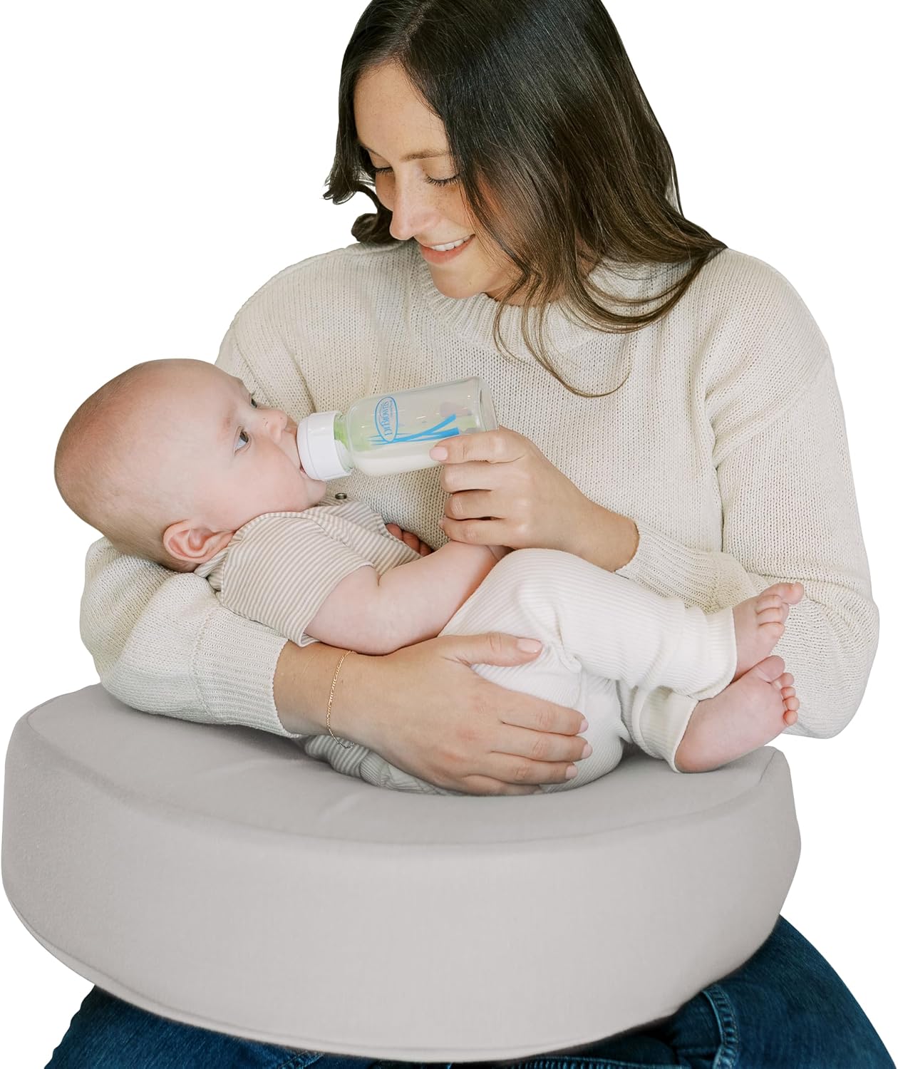 Dr. Brown’s Feeding & Nursing Lap Support Pillow with Cover, Premium Memory Foam, Responsive Firm Support Grey